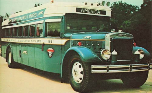 Postcard greyhound bus 1931 - greyhound,